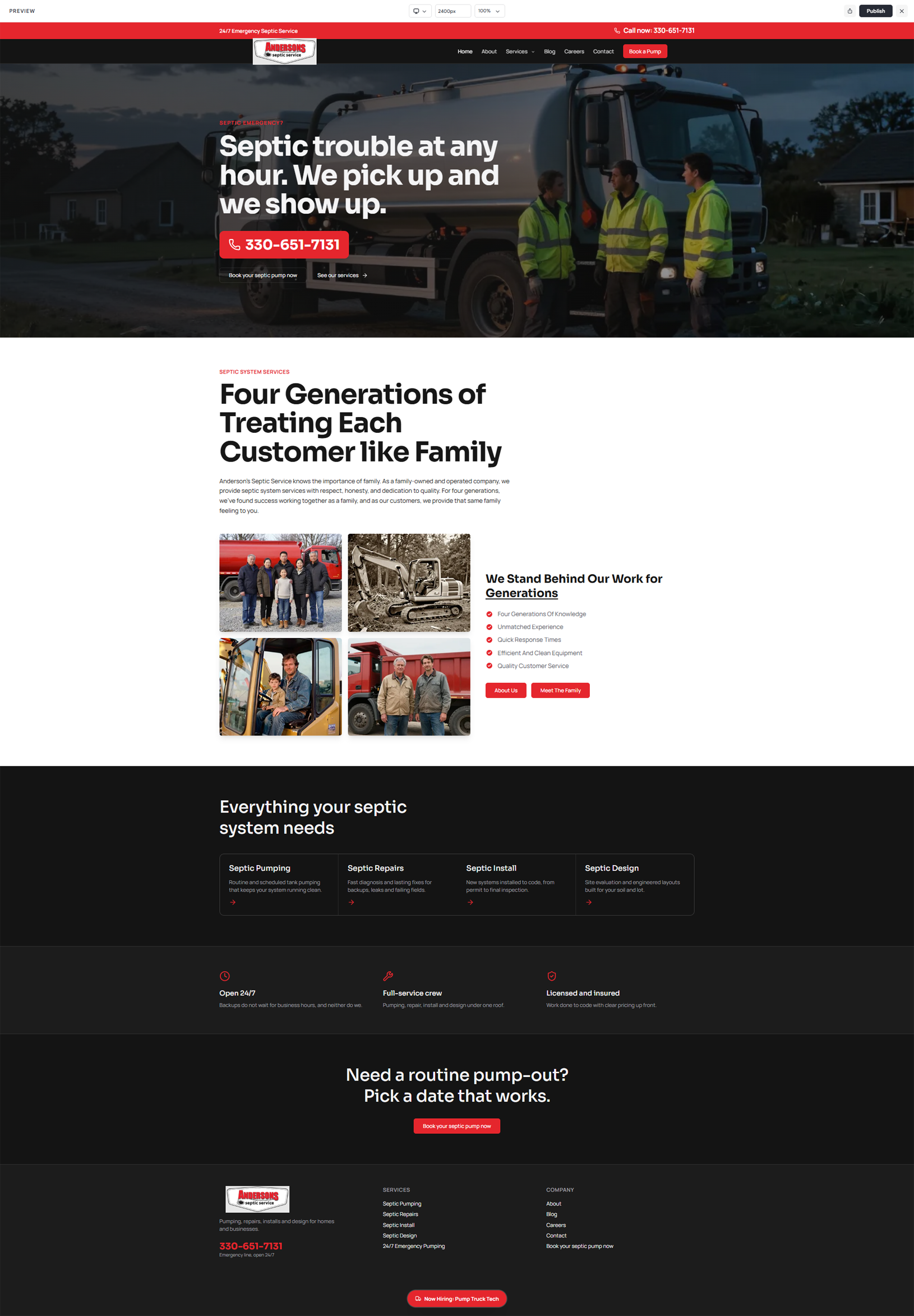 website demo for septic companies