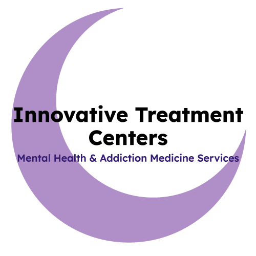 Innovative Treatment Centers logo with purple crescent and black text for mental health and addiction medicine services