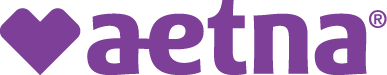 Aetna logo with a purple heart-shaped icon and purple lowercase wordmark