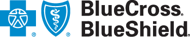 BlueCross BlueShield logo with blue shield icons and blue text