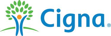 Cigna logo with green tree and blue human figures beside the word “Cigna”