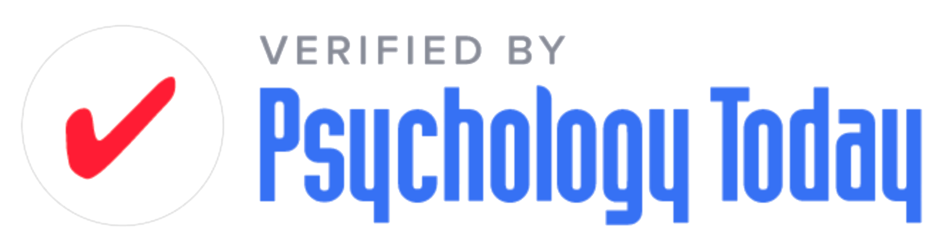 Verified by Psychology Today logo with red checkmark and blue text on white background