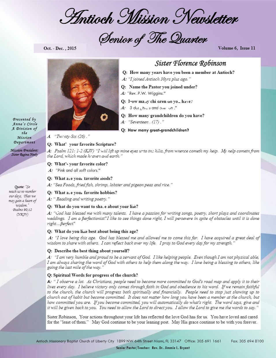 A woman is on the cover of a national mission newsletter.