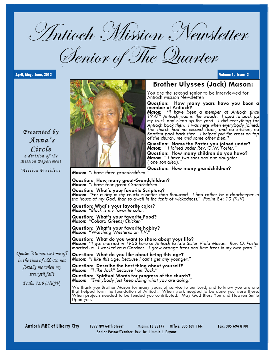 A man in a suit and tie is on the cover of a newsletter