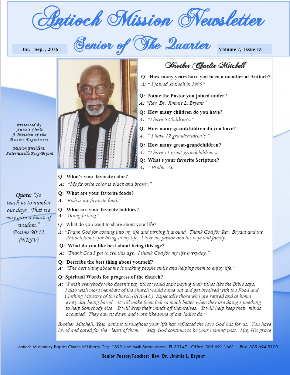 A man with a beard is on the cover of a newsletter.