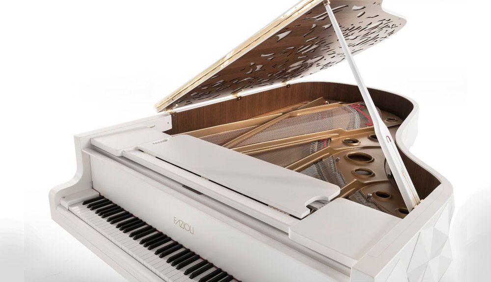 FAZIOLI Origami Fairmont, elaborate tri-dimensional incision, made of walnut wood inside