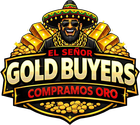Logo for "El Se&ntilde;or Gold Buyers" featuring a smiling man in a sombrero, gold chains, and stacks of gold bars and coins.