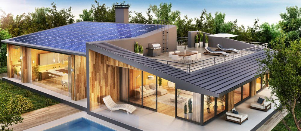 A Group Of Solar Panels On A Roof — Pressure Cleaning in Nambucca Valley, NSW