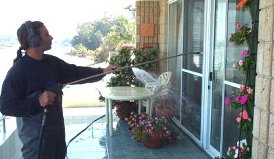 A Door Being Power Washed — Pressure Cleaning in Nambucca Valley, NSW
