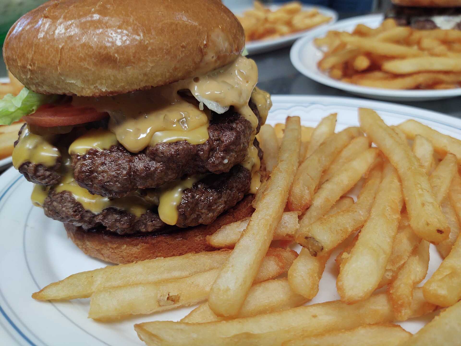 Double Patty Burger with french fries