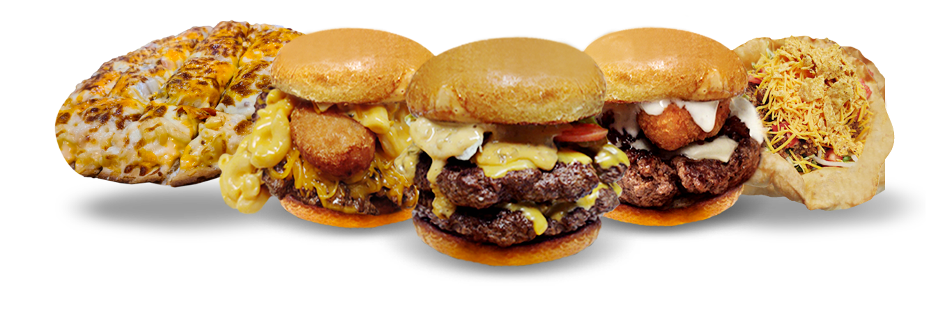 Burgers, pizzas and tacos