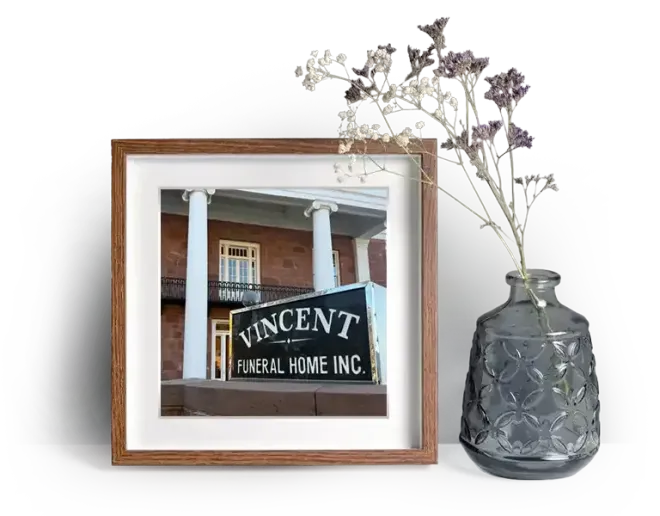 Vincent Funeral Home with their signage in the foreground