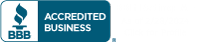 A blue button that says accredited business on it