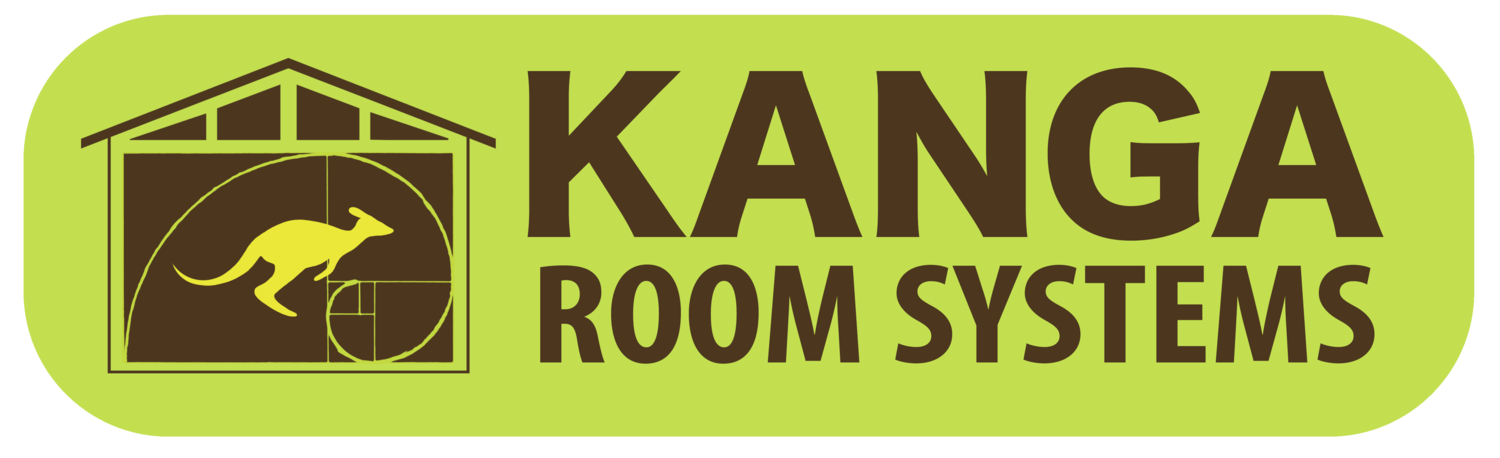 Logo of Kanga Room Systems with a kangaroo in a house.