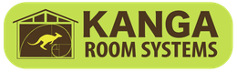 A logo for kanga room systems with a kangaroo on it
