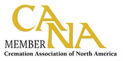 Gold logo for the Cremation Association of North America (CANA) with the text