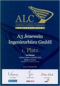 Ein Zertifikat, das besagt, dass die führenden Unternehmen von ALC Austria