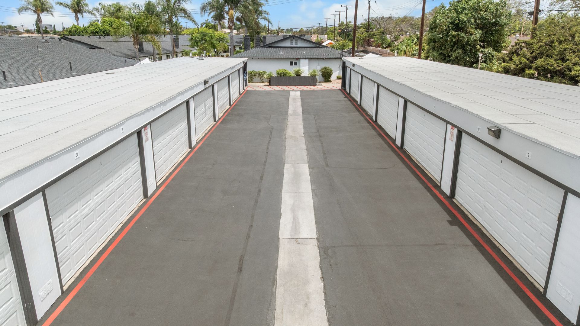 overhead view of parking garages