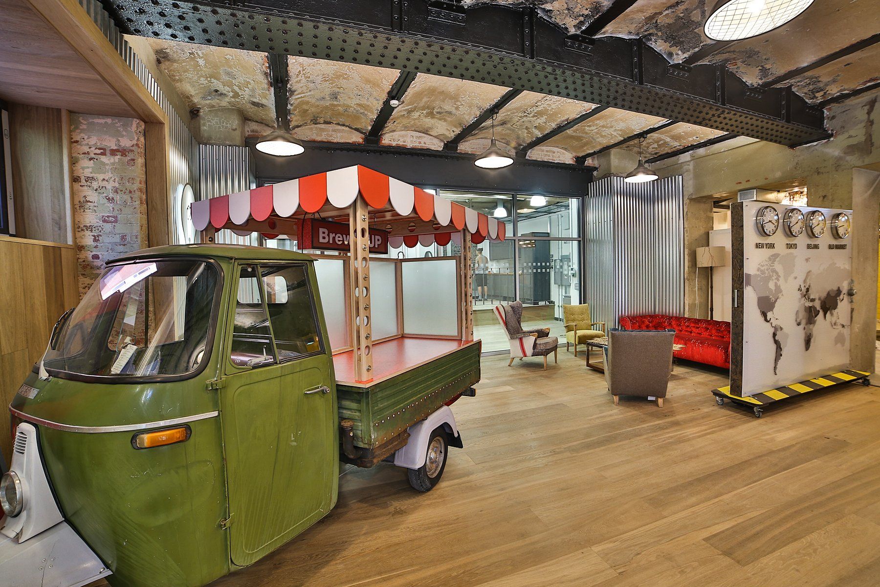 Brewhouse entrance and seating area Commercial Office Refurbishment Bristol