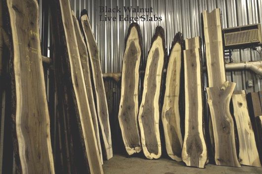 Black Walnut live edge wood slabs and shelving for sale, Kawartha Lakes Ontario.