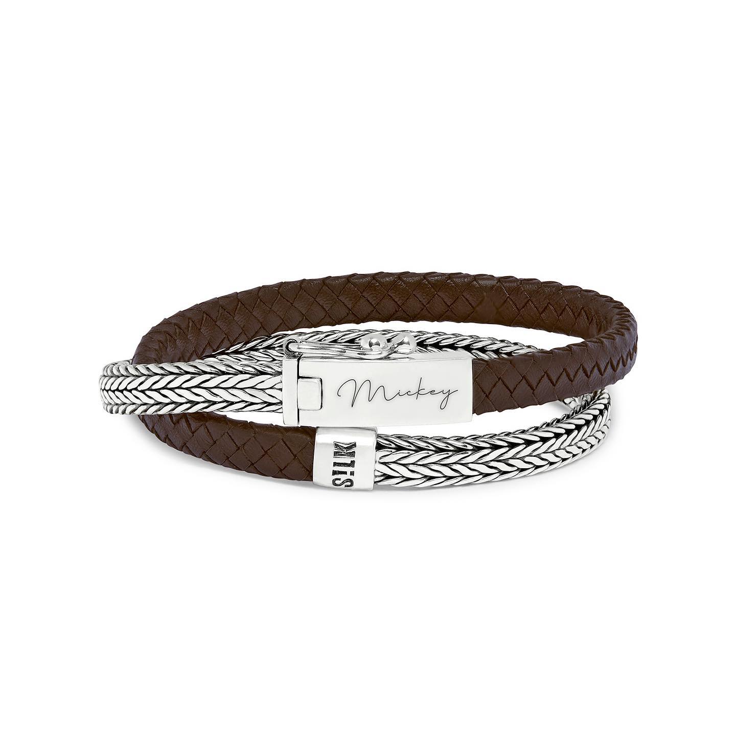 Silk leren armband met zilveren sluiting