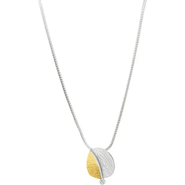 Manu ketting zilver met goud en diamant