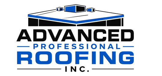 Advanced Professional Roofing, Inc. logo with stylized blue roof icon and black and blue text