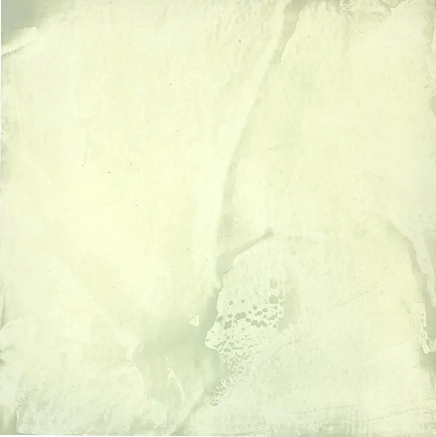 Pale, abstract artwork with swirling textures and light green tones.