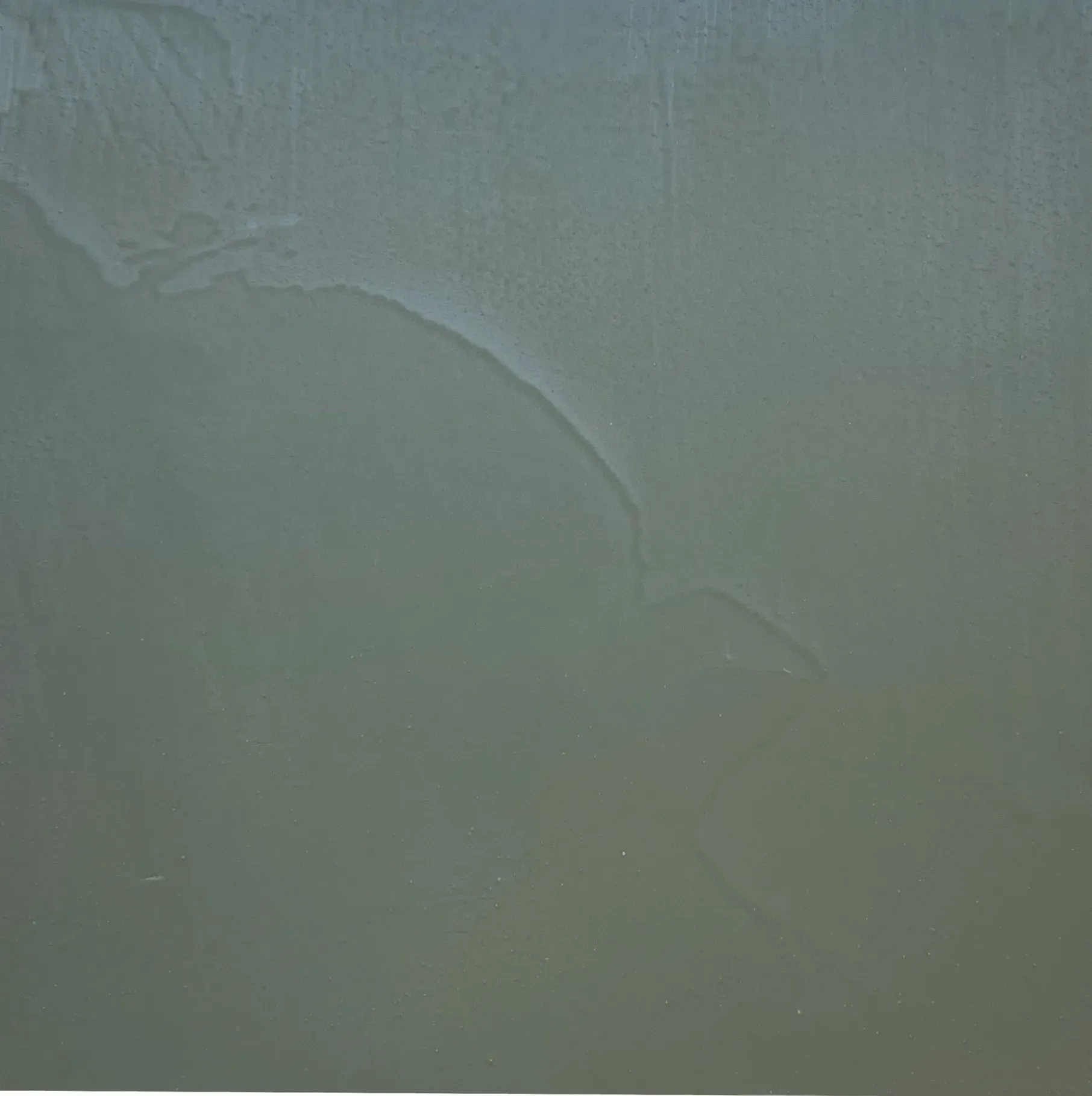 Gray-toned, abstract painting with textured, irregular upper portion blending into a smooth lower gradient.