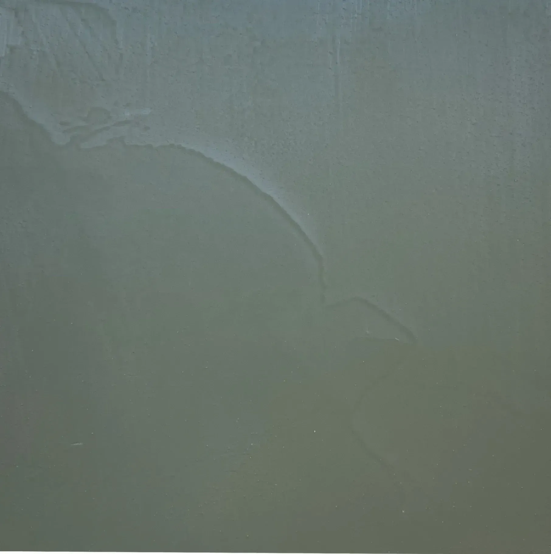 Gray-toned, abstract painting with textured, irregular upper portion blending into a smooth lower gradient.