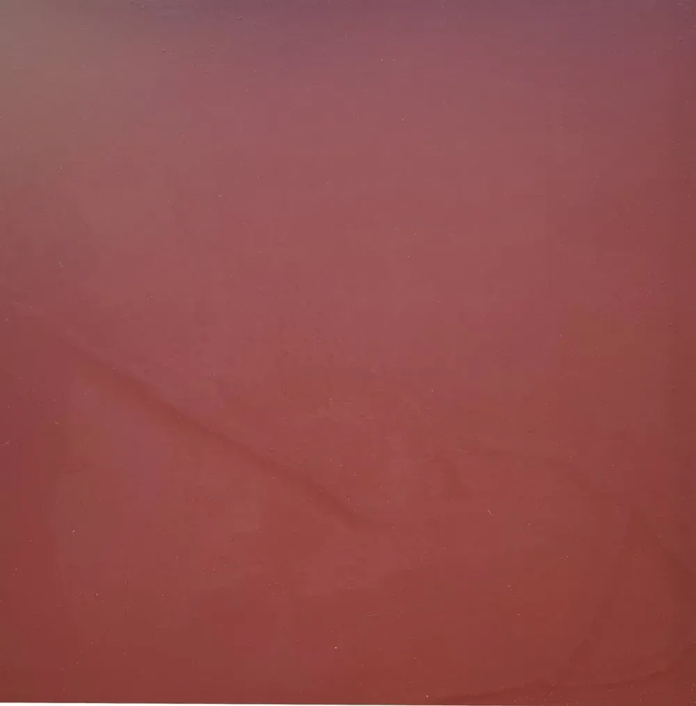 Solid reddish-brown background with subtle gradient and light reflecting.