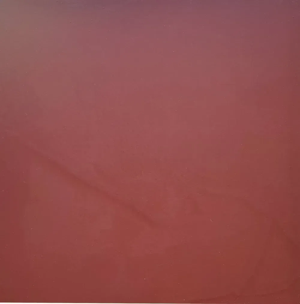 Solid reddish-brown background with subtle gradient and light reflecting.