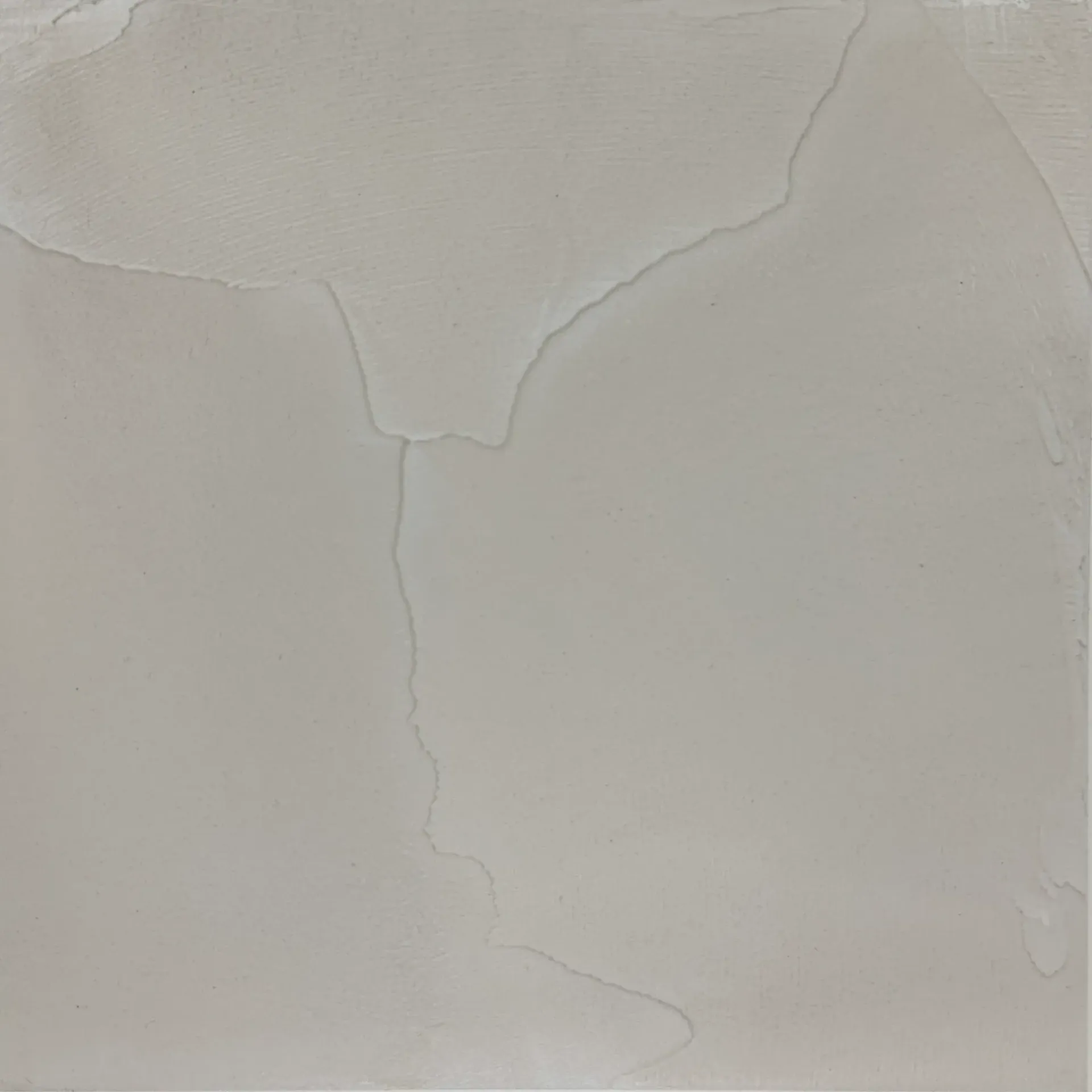 Cracked, pale gray surface with a textured, layered appearance.