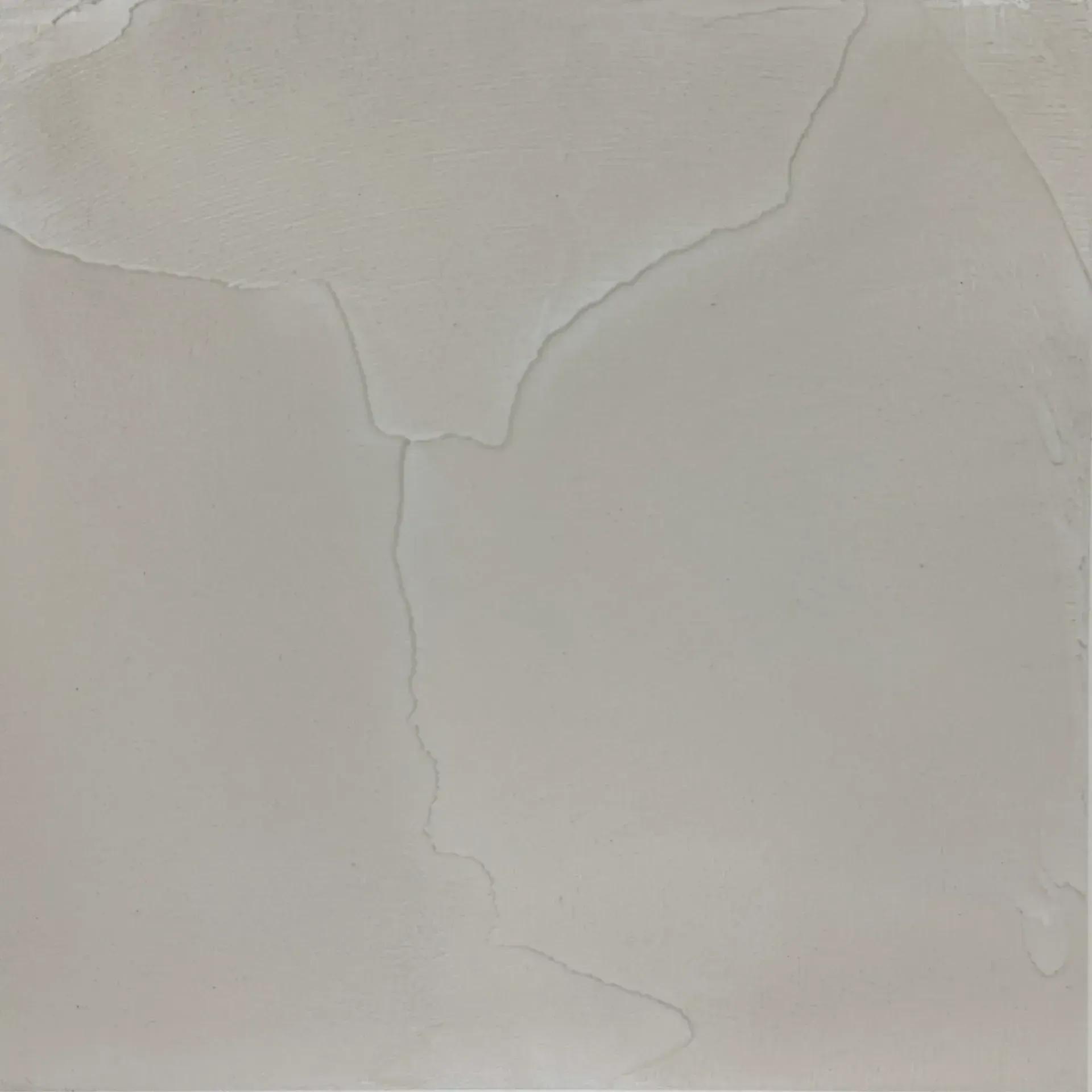 Cracked, pale gray surface with a textured, layered appearance.