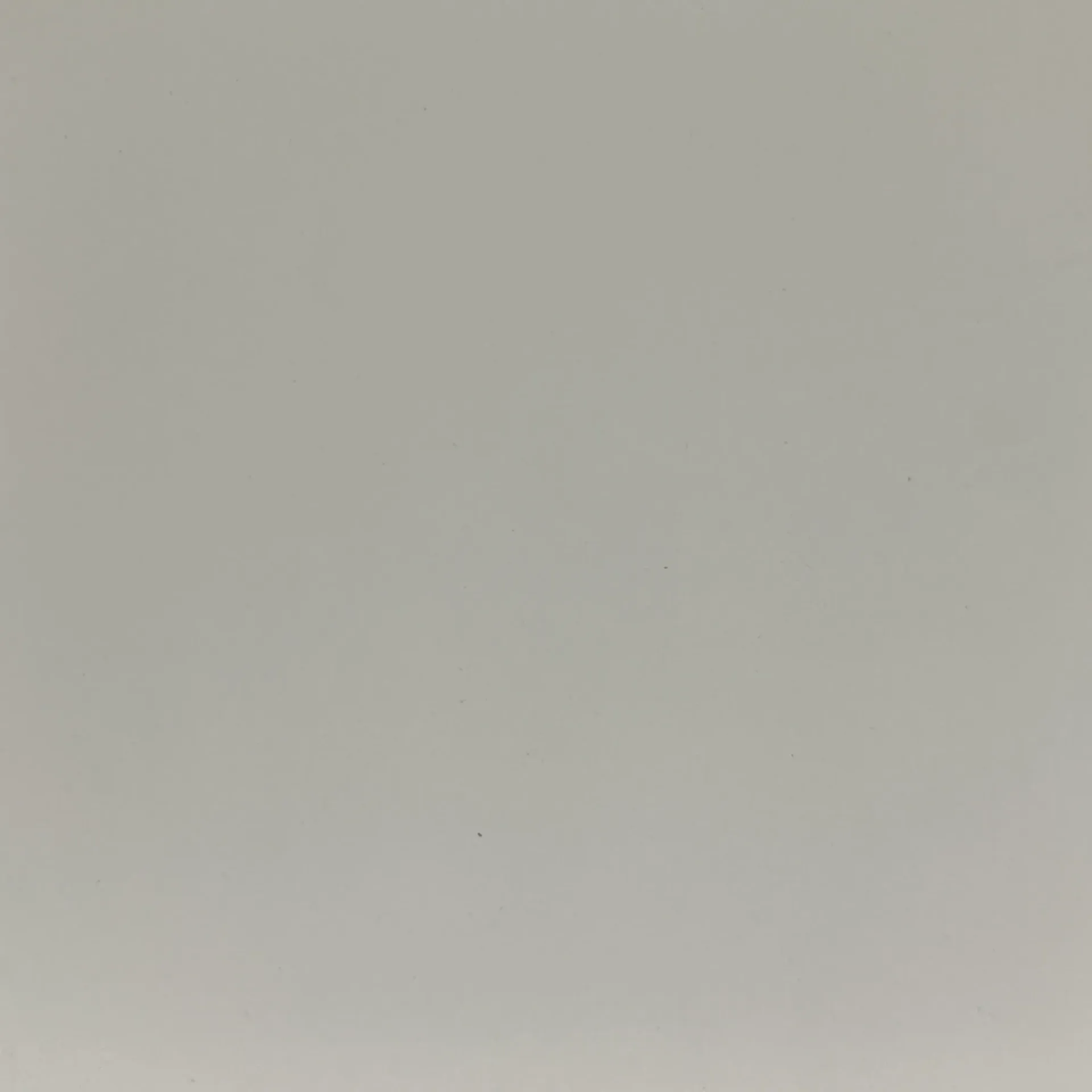 Solid light gray background with small dark speck.