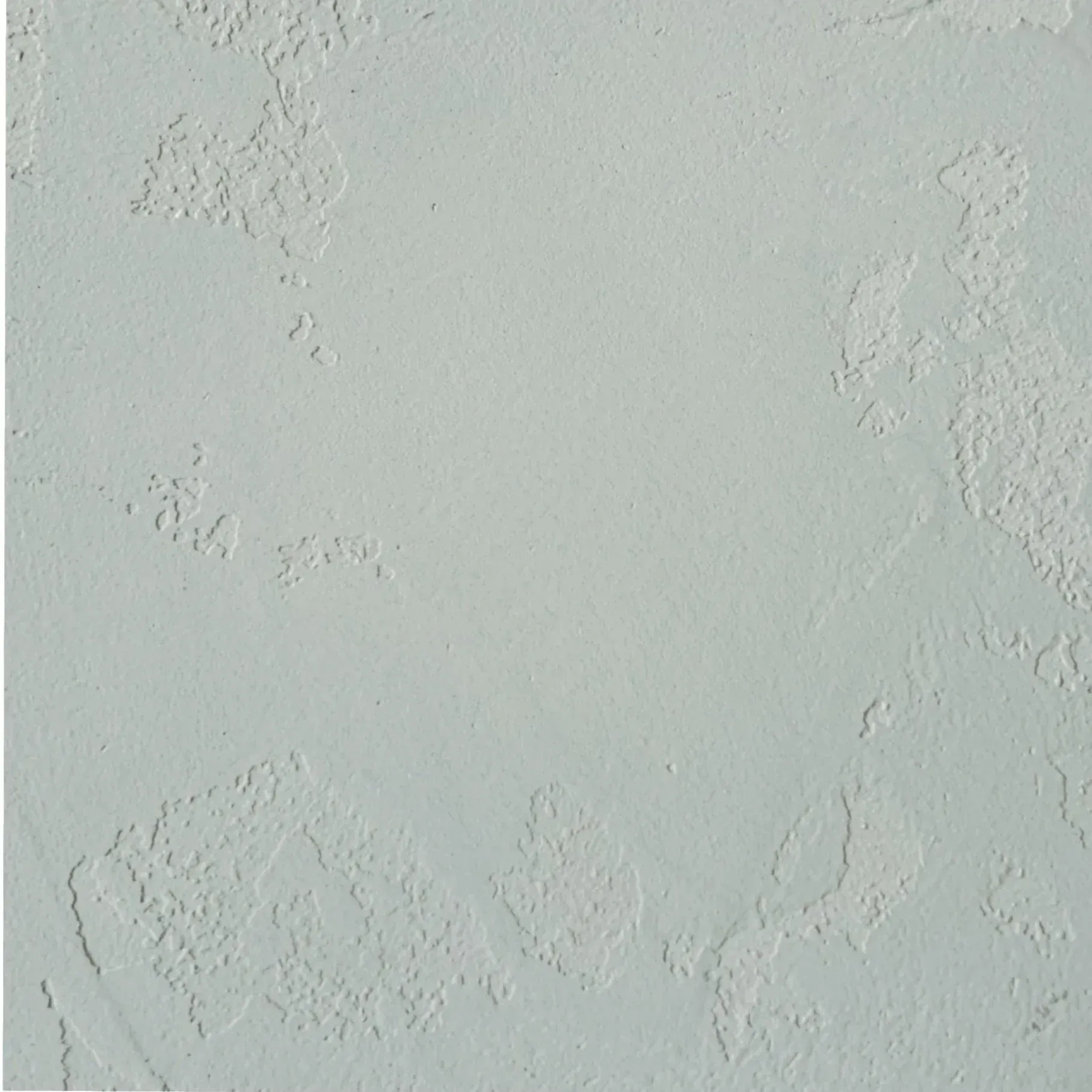 Textured, light blue-gray wall surface. Irregular, raised patterns create varied texture across the wall.