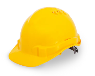 A yellow hard hat with air coming out of it
