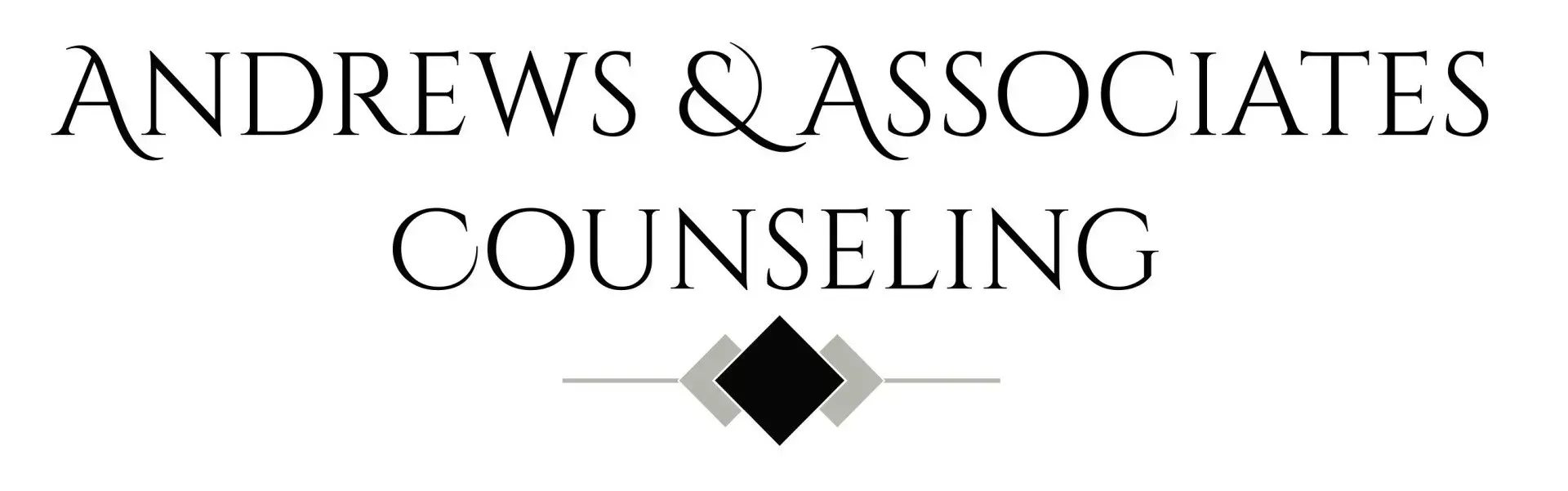 Andrews & Associates Counseling logo in black serif text with a small diamond emblem underneath