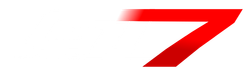 Red number 7 in a bold italic style on a white background