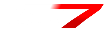 Red number 7 in a bold italic style on a white background