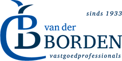 Blue and white logo reading “van der BORDEN vastgoedprofessionals” with “sinds 1933” in the corner