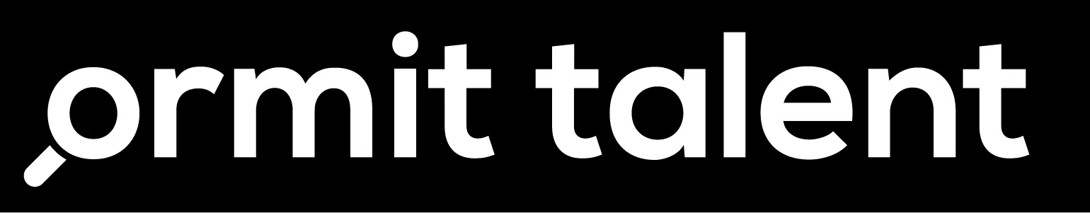 Het Ormit Talent-logo in wit op een zwarte achtergrond.