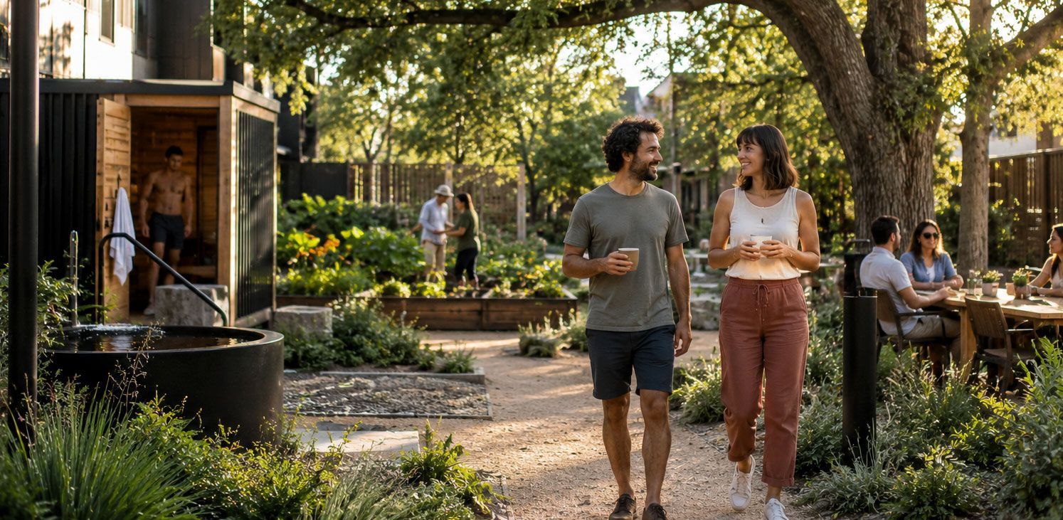 Happy couple enjoying the East Austin vibes.