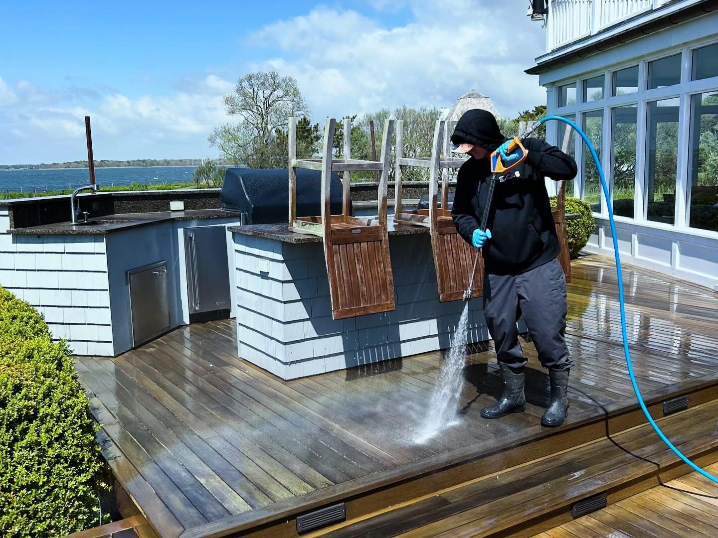 Deck Pressure Washing Deck pressure washing at a home on Long Island by KOS Cleaning