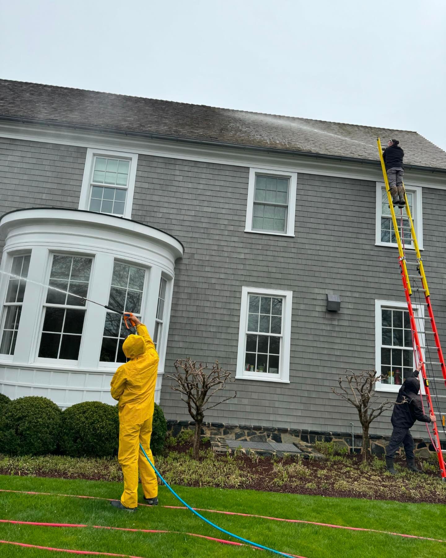 Roof cleaning at a home on Long Island 
