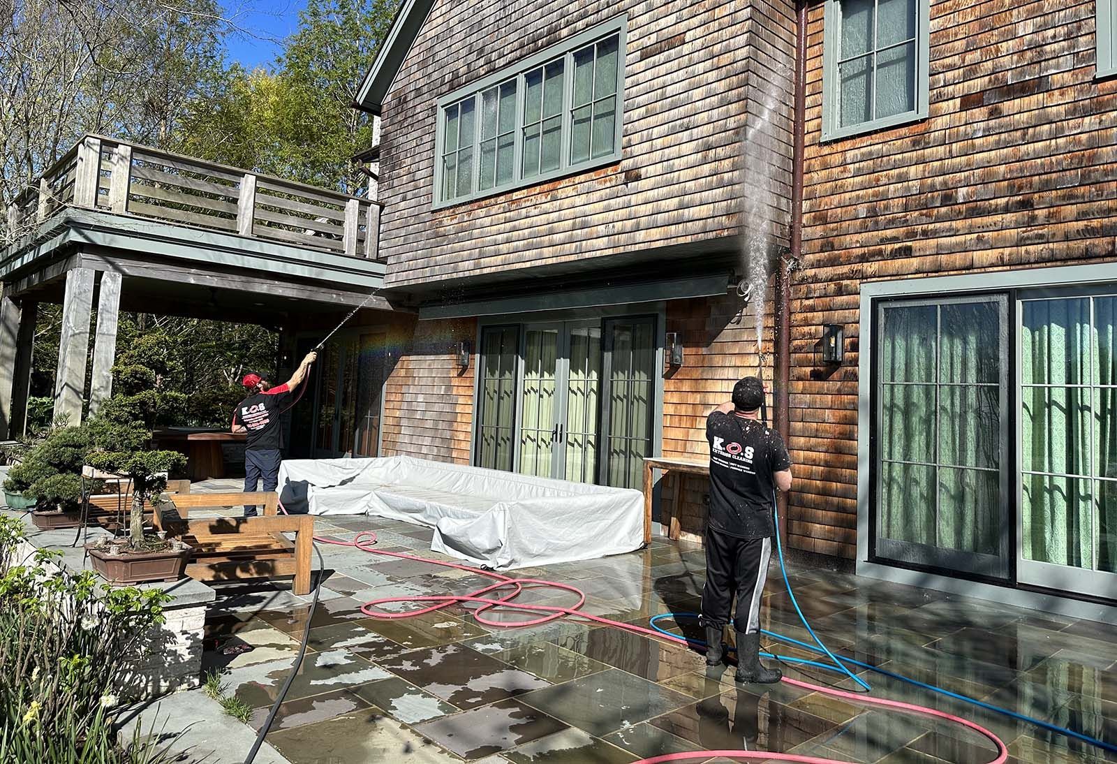 Cedar shake soft washing on Long Island by K.O.S. Cleaning 