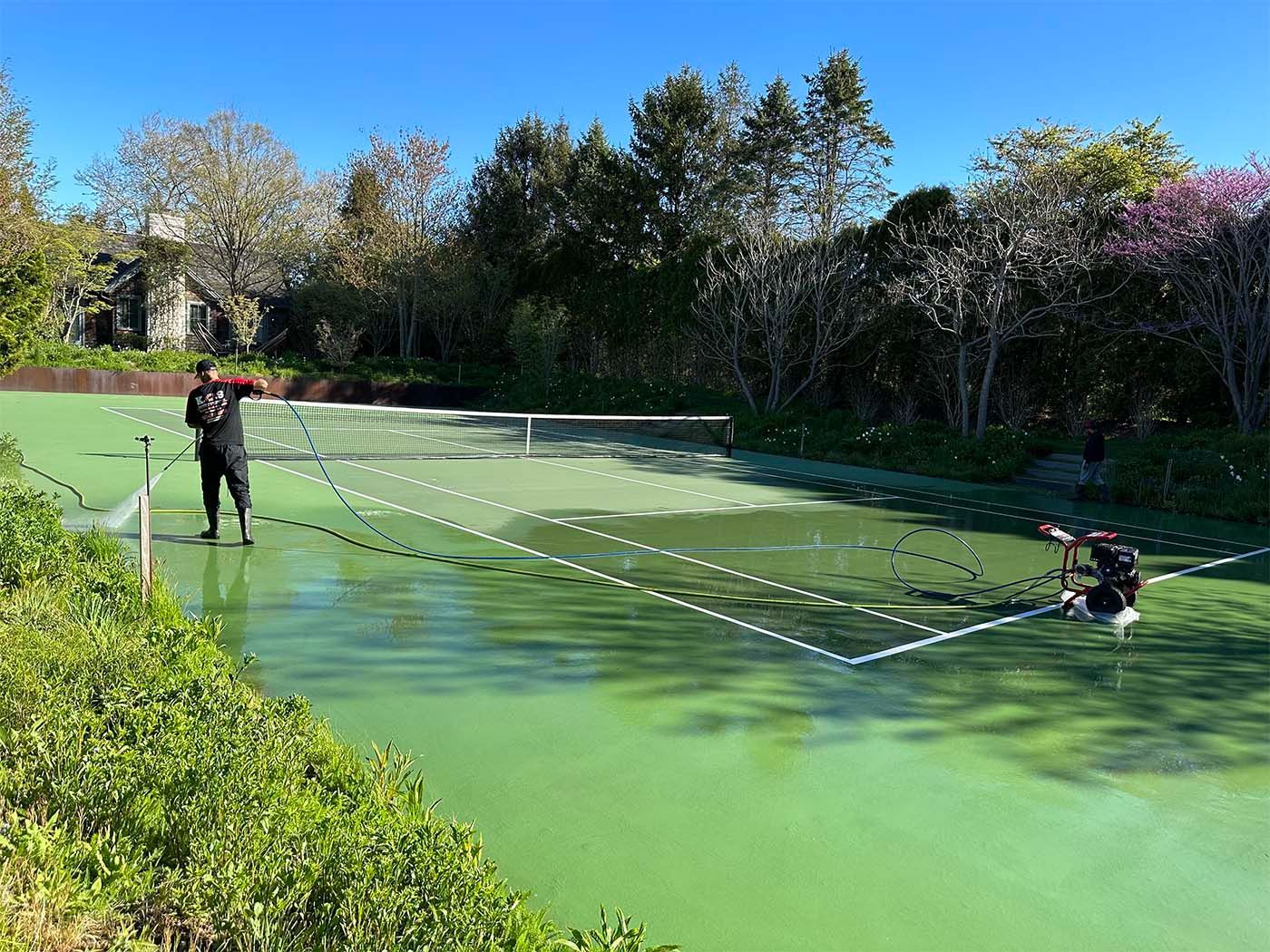 tennis court cleaning on Long Island
