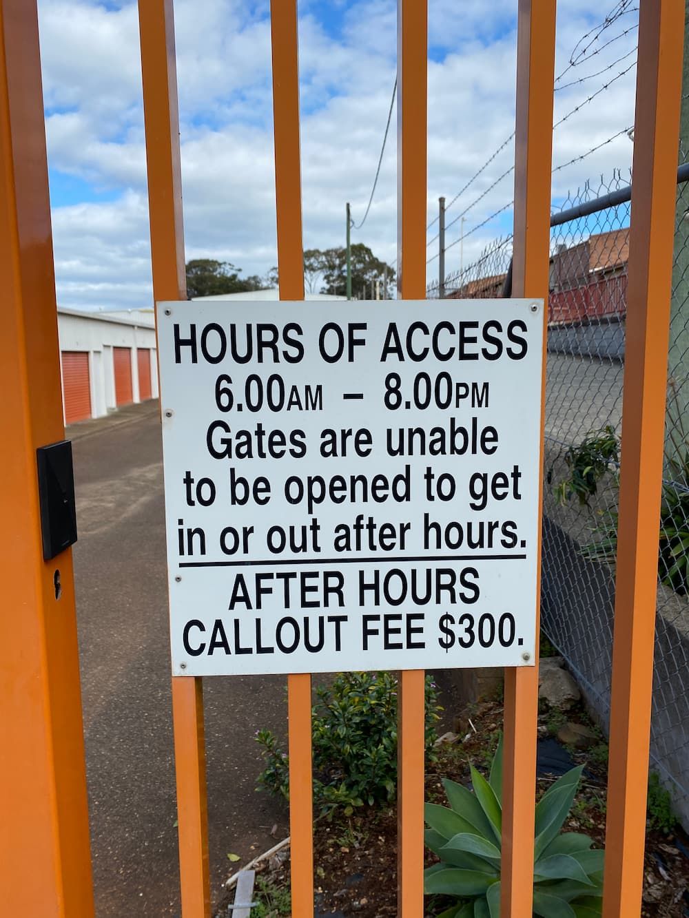 A sign that says hours of access on it — Acacia Mini Storage in Port Macquarie, NSW