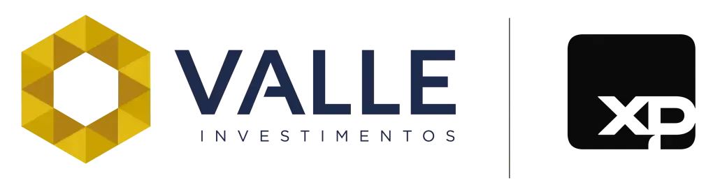 Um logotipo para vale investimentos é mostrado ao lado de um logotipo para xp