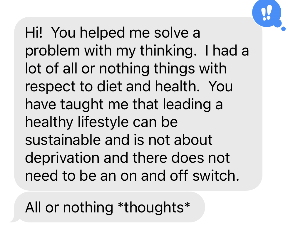 thrivyest real client results by emily moss lifestyle nutrition coach text
